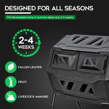 Load image into Gallery viewer, F2C Compost Bin Outdoor Dual Chamber Tumbling Composter 43 Gallon BPA Free Large Tumbler Composters Tumbling or Rotating w/Sliding Doors & Solid Steel Frame Garden Yard (Black)