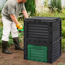 Load image into Gallery viewer, MoNiBloom 80 Gallon Large Compost Bin, BPA Free Outdoor Composting Tumblers for Garden Patio, All-Season Fast Working Rotating Chamber Composters for Garden Patio w/Sliding Door