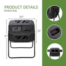 Load image into Gallery viewer, F2C Compost Bin Outdoor Dual Chamber Tumbling Composter 43 Gallon BPA Free Large Tumbler Composters Tumbling or Rotating w/Sliding Doors & Solid Steel Frame Garden Yard (Black)