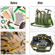 Load image into Gallery viewer, Housolution Garden Tote Bag, 900D Standable Gardening Tool Bag, Garden Tote Storage Bag with Pockets & Long Adjustable Shoulder Strap, Home Tools Organizer Garden Tool Kit Holder, 14 Inch