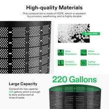 Load image into Gallery viewer, VIVOSUN 220 Gallon Outdoor Compost Bin, Expandable Composter, Easy to Setup & Large Capacity for Backyard, Lawn (Black with Gloves)