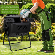 Load image into Gallery viewer, F2C Compost Bin Outdoor Dual Chamber Tumbling Composter 43 Gallon BPA Free Large Tumbler Composters Tumbling or Rotating w/Sliding Doors & Solid Steel Frame Garden Yard (Black)