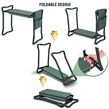 Load image into Gallery viewer, Garden Kneeler And Seat - Protects Your Knees, Clothes From Dirt & Grass Stains - Foldable Stool For Ease Of Storage - EVA Foam Pad - Sturdy and Lightweight - Bench Comes With A Free Tool Pouch!
