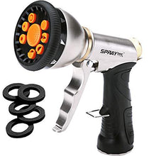 Load image into Gallery viewer, SprayTec Garden Hose Nozzle Sprayer – Heavy Duty Metal Spray Gun w/Pistol Grip Trigger. 9 Adjustable Patterns Best for Hand Watering Plants & Lawn, Car Washing, Patio, Dog & More. Leak Free Guarantee