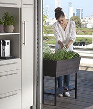Load image into Gallery viewer, Keter Urban Bloomer 22.4 Gallon Raised Garden Bed with Self Watering Planter Box and Drainage Plug, Anthracite