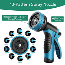 Load image into Gallery viewer, Expandable Garden hose 50 ft with 10 Function Sprayer Nozzle, Lightweight & No-Kink Flexible Water Hose with 3/4 inch Solid Brass Fittings & Durable Collapsible Latex Core, 50ft Retractable Hose
