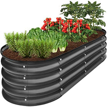 Load image into Gallery viewer, Best Choice Products 4x2x1ft Outdoor Metal Raised Garden Bed, Oval Deep Root Planter Box for Vegetables, Flowers, Herbs, and Succulents w/ 60 Gallon Capacity, Rubber Edge Guard - Charcoal