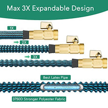 Load image into Gallery viewer, Expandable Garden hose 50 ft with 10 Function Sprayer Nozzle, Lightweight & No-Kink Flexible Water Hose with 3/4 inch Solid Brass Fittings & Durable Collapsible Latex Core, 50ft Retractable Hose