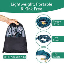 Load image into Gallery viewer, Expandable Garden hose 50 ft with 10 Function Sprayer Nozzle, Lightweight & No-Kink Flexible Water Hose with 3/4 inch Solid Brass Fittings & Durable Collapsible Latex Core, 50ft Retractable Hose