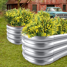 Load image into Gallery viewer, QLOFEI Raised Garden Bed 2Pck-Galvanized Metal Planter Boxes, Stainless Steel Planter Raised Beds Garden Box Outdoor Raised for Vegetables Flowers Fruits, Raised Garden Bed