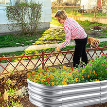 Load image into Gallery viewer, QLOFEI Raised Garden Bed 2Pck-Galvanized Metal Planter Boxes, Stainless Steel Planter Raised Beds Garden Box Outdoor Raised for Vegetables Flowers Fruits, Raised Garden Bed