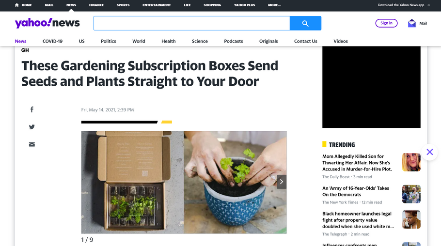 Leaf'd Included in Yahoo's Top 8 Gardening Subscriptions!