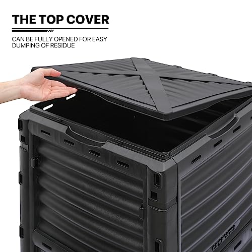 MoNiBloom 80 Gallon Large Compost Bin, BPA Free Outdoor Composting Tumblers for Garden Patio, All-Season Fast Working Rotating Chamber Composters for Garden Patio w/Sliding Door