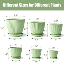 Load image into Gallery viewer, BTPLASTIK Plant Pots 6 Pack, Multi-Size Flower Pots with Drainage Holes &amp; Saucers, Plastic Planters for Indoor Outdoor Plants (Green)
