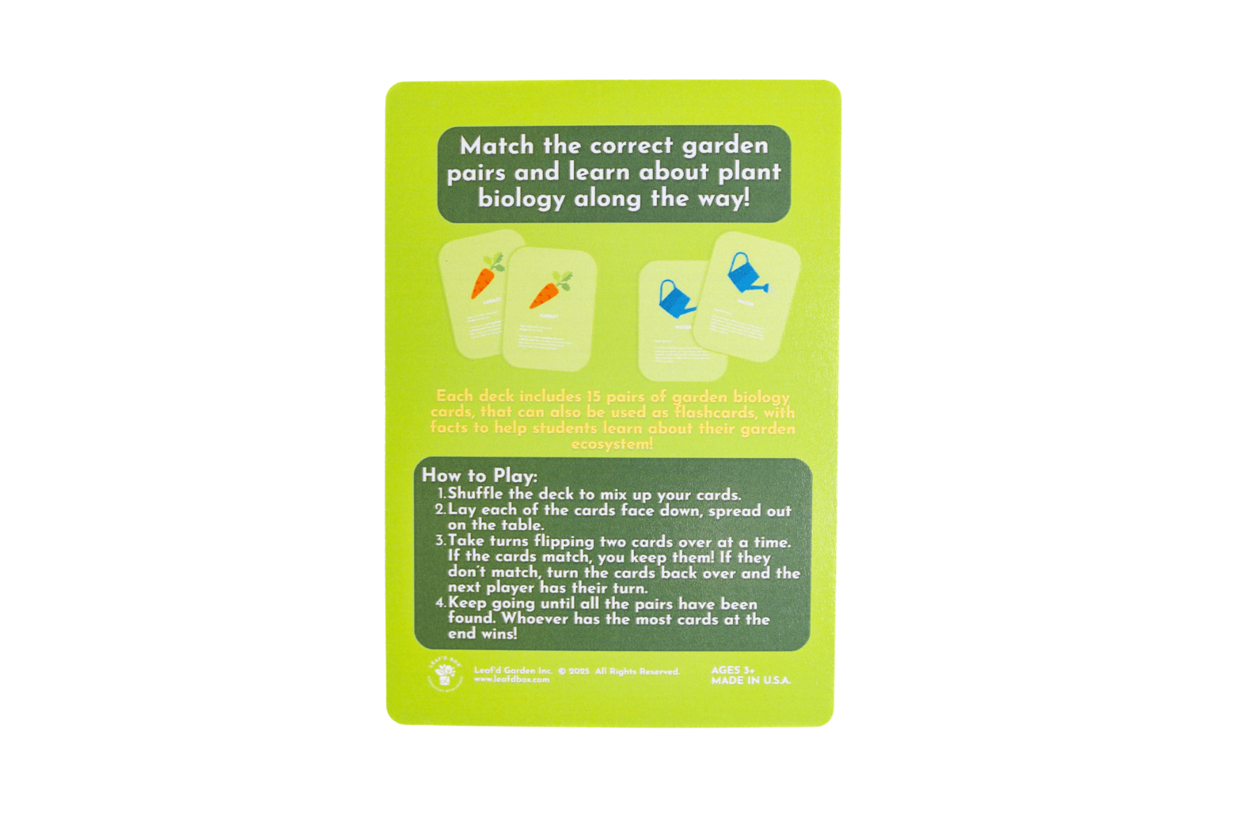 Plant Education Matching and Memory Card Game