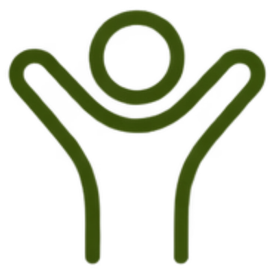 Outline of a person with raised arms representing child protection.