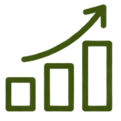 Outline of a rising chart representing economic empowerment.