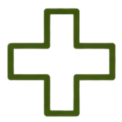 Outline of a medical cross representing health.