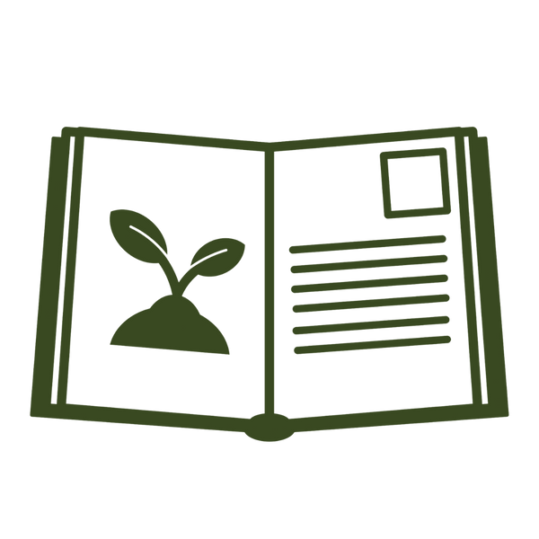 Open notebook with a plant drawing and observation lines.