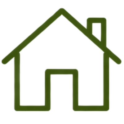 Outline of a house representing poverty assistance.