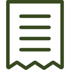 Olive green receipt representing sales and refund terms