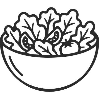Outline of a bowl filled with vegetables representing feeding programs.