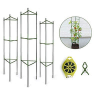 GROWNEER 3-Pack Plant Cages Assembled Tomato Garden Cages Stakes Vegetable Trellis, with 9Pcs Clips and 328Ft Twist Tie, for Vertical Climbing Plants
