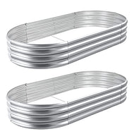 QLOFEI Raised Garden Bed 2Pck-Galvanized Metal Planter Boxes, Stainless Steel Planter Raised Beds Garden Box Outdoor Raised for Vegetables Flowers Fruits, Raised Garden Bed