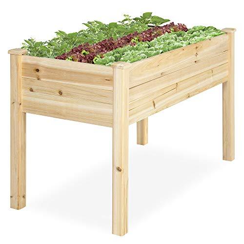 Best Choice Products 72x23x30in Raised Garden Bed, Elevated Wood Planter Box for Patio w/ Divider Panel - Acorn Brown