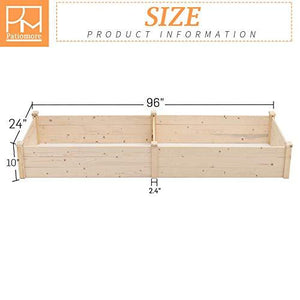 Patiomore 8 Feet Outdoor Wooden Garden Bed Planter Box Kit for Vegetables Fruits Herb Grow Yard Gardening, Natural