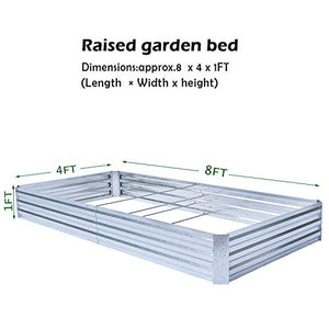FOYUEE Galvanized Raised Garden Beds for Vegetables Large Metal Planter Box Steel Kit Flower Herb, 8x4x1ft