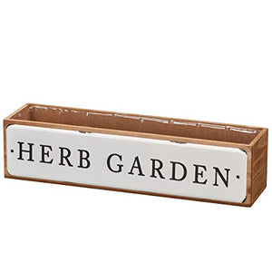 Barnyard Designs Herb Garden Rustic Wood Planter Succulent Herb Plant Pot Indoor Outdoor Plant Holder 14.5” x 3.5”