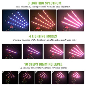FRENAN Grow Light with Stand, for Indoor Plants with Red Blue Spectrum, 10 Dimmable Brightness, 4/8/12H Timer, 3 Switch Modes, Adjustable Gooseneck, Suitable for Various Plants Growth