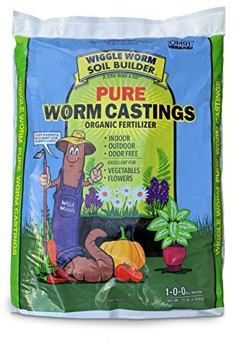 Unco Industries (WWSB15LB) Wiggle Worm Soil Builder Earthworm Castings Organic Fertilizer, 15-Pound