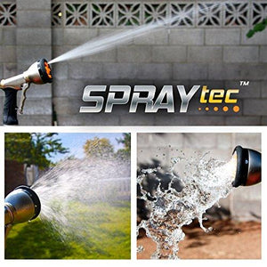 SprayTec Garden Hose Nozzle Sprayer – Heavy Duty Metal Spray Gun w/Pistol Grip Trigger. 9 Adjustable Patterns Best for Hand Watering Plants & Lawn, Car Washing, Patio, Dog & More. Leak Free Guarantee