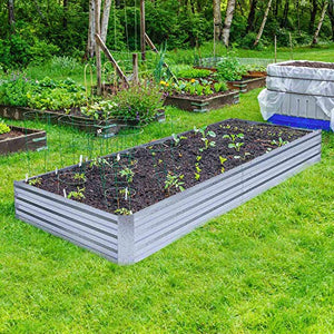FOYUEE Galvanized Raised Garden Beds for Vegetables Large Metal Planter Box Steel Kit Flower Herb, 8x4x1ft