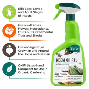 Safer 5180-6 Neem Oil Ready-to-Use Brand Fungicide, 1 Pack