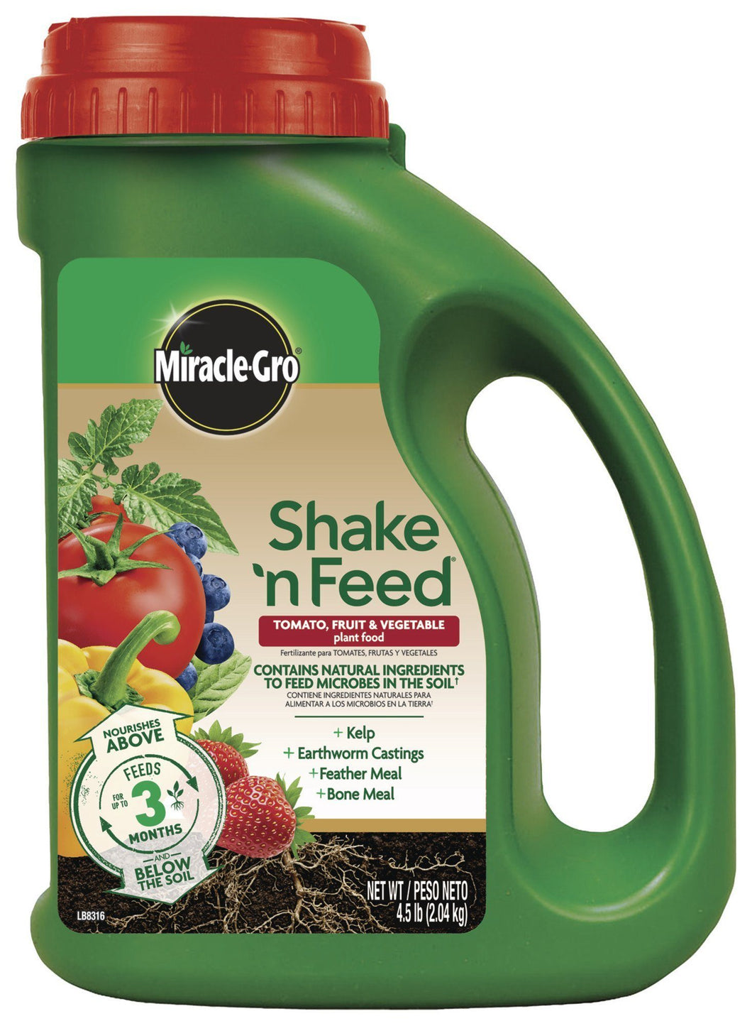 Miracle-Gro Continuous Release Plant Food Plus Calcium 3002610 Shake 'N Feed Tomato, Fruits and Vegetables Contin, 4.5 LB, Brown/A